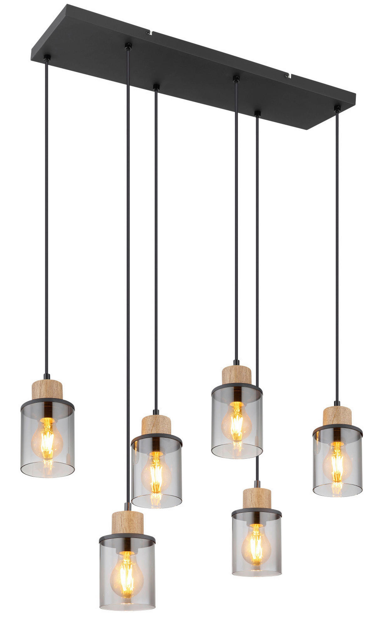 ZÁVĚSNÉ SVÍTIDLO, 62/18/120 cm  - tmavě hnědá/černá, Design, kov/dřevo (62/18/120cm) - Globo
