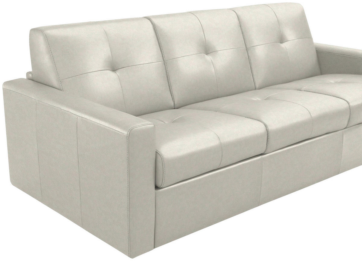 SCHLAFSOFA Bard in Echtleder Weiß  - Schwarz/Weiß, KONVENTIONELL, Leder/Kunststoff (206/81/96cm) - Novel