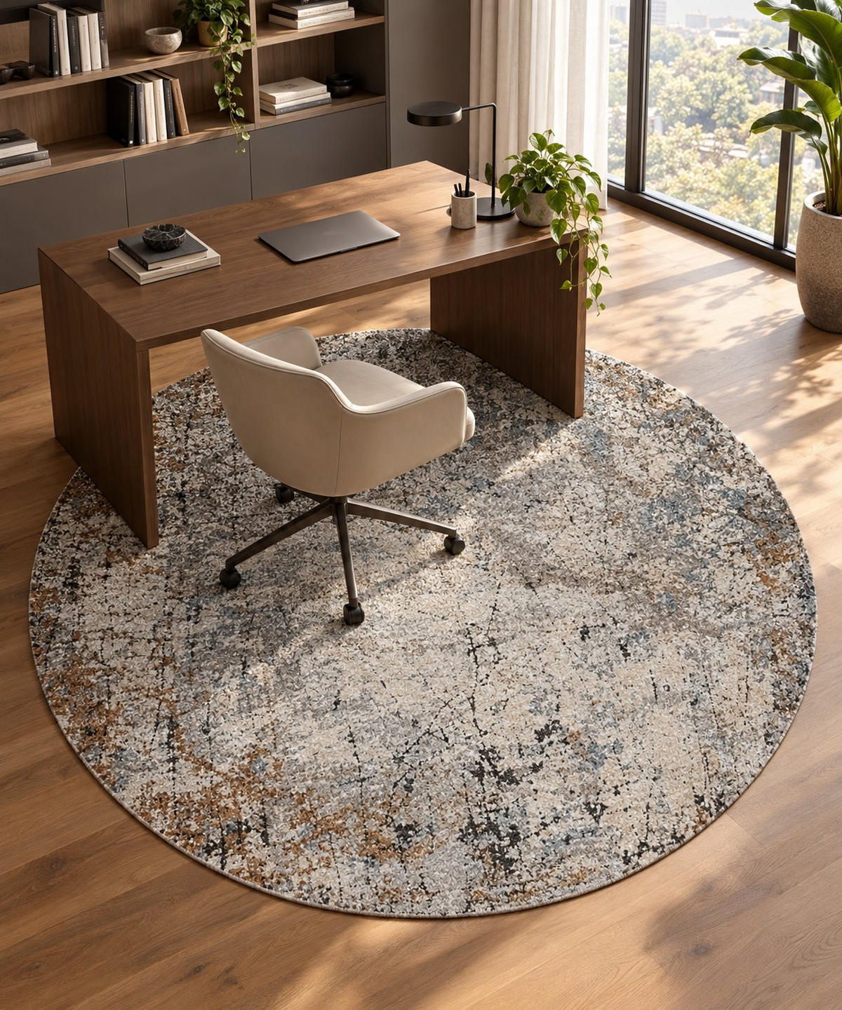 TKANI TEPIH POSEIDON 200 CM  siva, višebojna     - siva/višebojna, Dizajnerski, tekstil/prirodni materijali (200cm) - Dieter Knoll