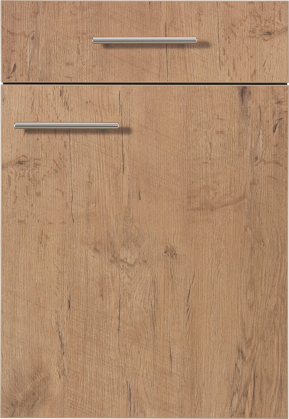 ECKKÜCHE  in Eichefarben, Hellgrau  - Edelstahlfarben/Eichefarben, KONVENTIONELL, Holzwerkstoff/Metall (150/270/270cm) - Impuls