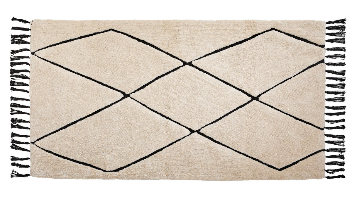 BADEMATTE Schwarz, Elfenbein 70/120 cm  - Elfenbein/Schwarz, Textil (70/120cm) - Esposa