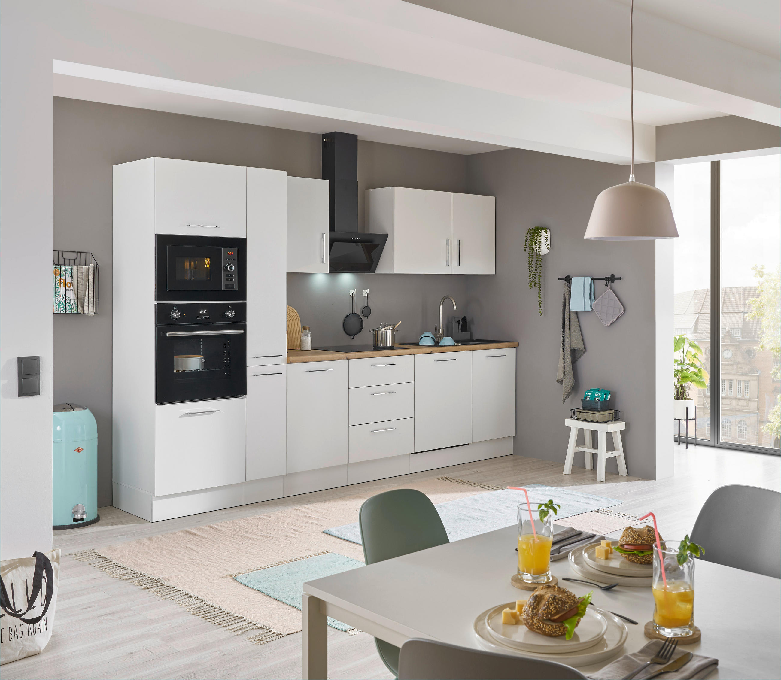 Thumbnail - Mid.you Küchenblock, Weiß, Eiche Artisan, Metall, 3 Schubladen, seitenverkehrt montierbar, nur wie online abgebildet bes...