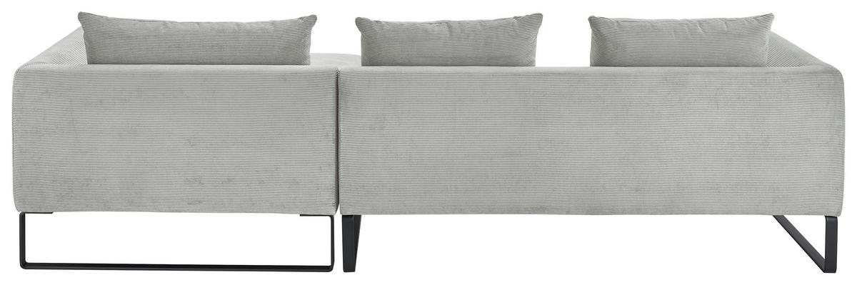 ECKSOFA in Feincord Hellgrau  284/178 cm  - Hellgrau/Schwarz, KONVENTIONELL, Textil/Metall (284/178cm) - Hom`in