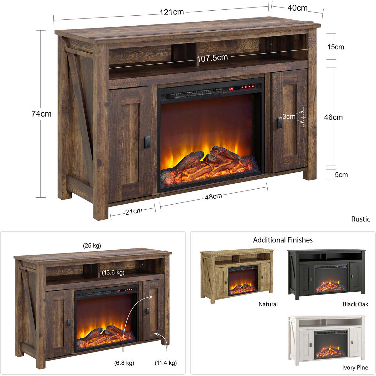 LOWBOARD Farmington  in 121/75/40 cm  - Schwarz, Design, Glas/Holzwerkstoff (121/75/40cm) - MID.YOU