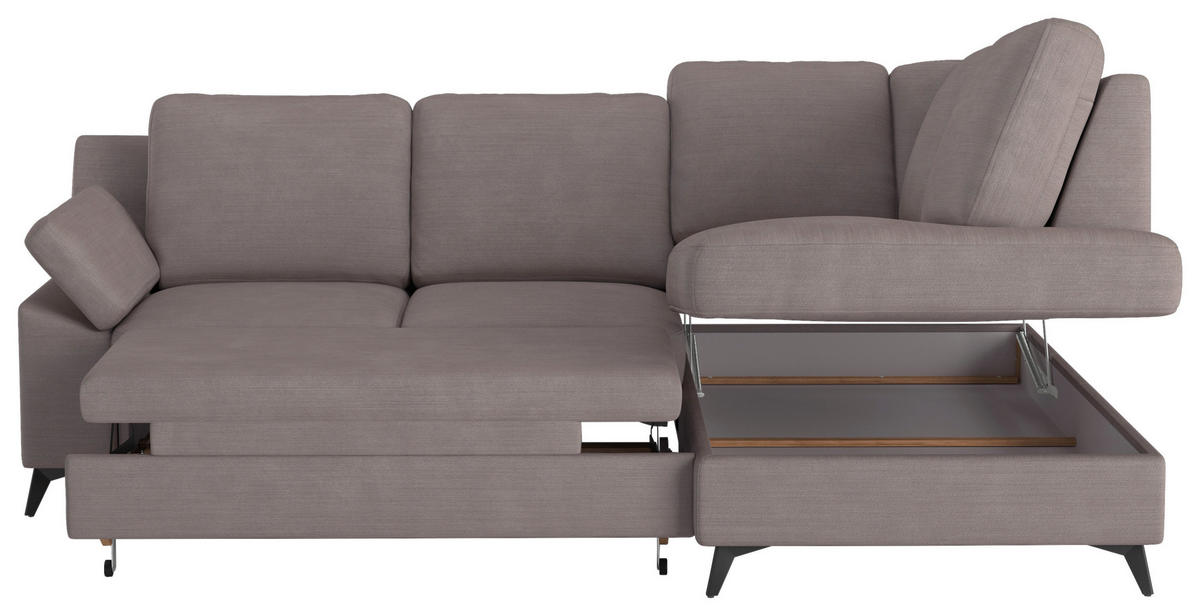 ECKSOFA in Flachgewebe Taupe  - Taupe/Schwarz, Konventionell, Textil/Metall (242/170cm) - Cotta