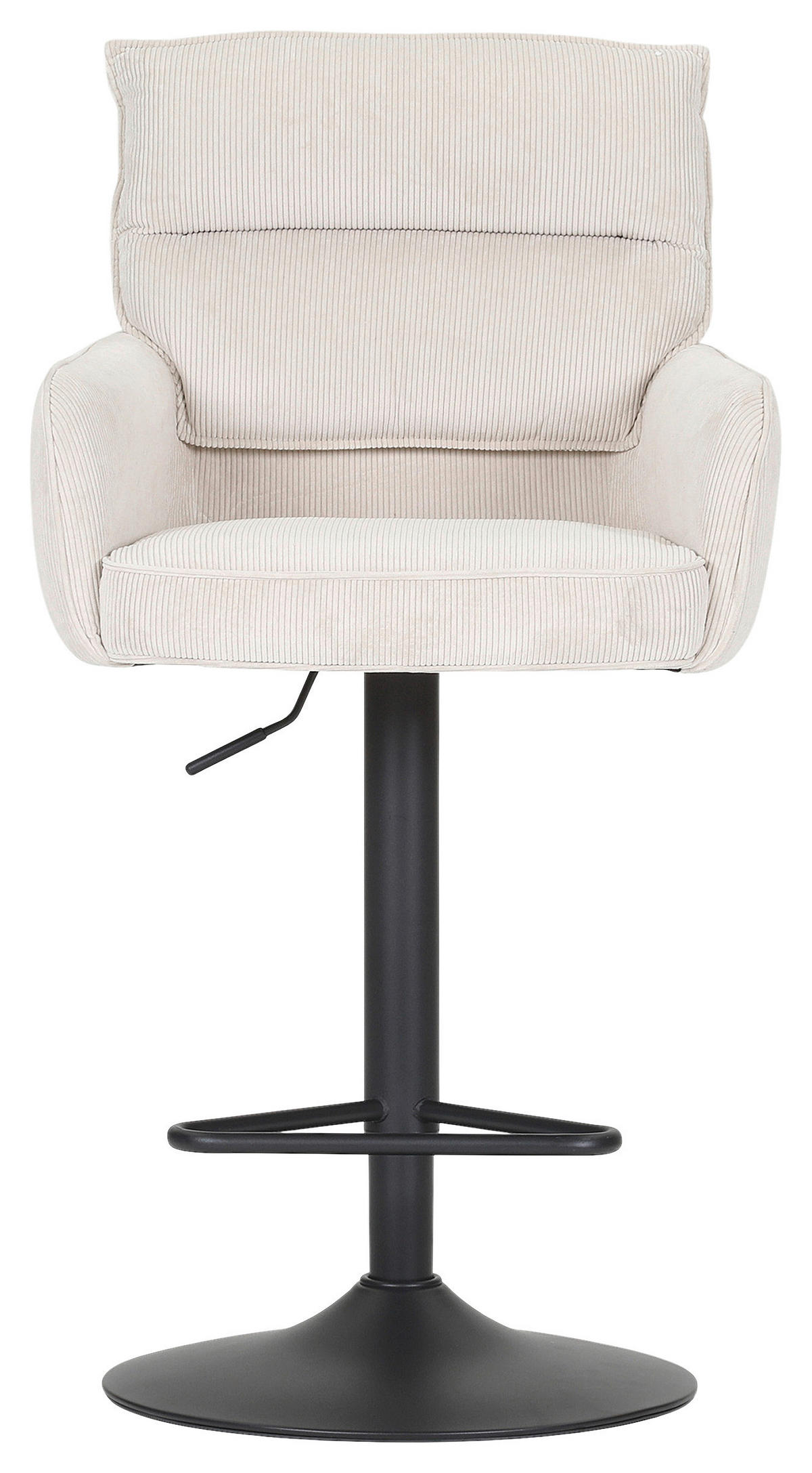 BARHOCKER Cord Beige Stoffauswahl, Sitzfläche 360° drehbar  - Beige/Schwarz, Design, Textil/Metall (54/98-120/58cm) - Novel