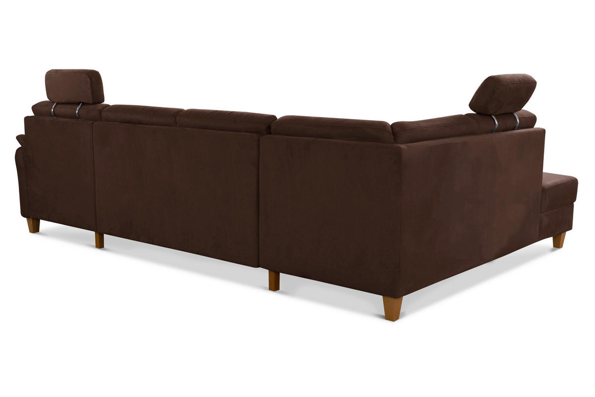 WOHNLANDSCHAFT in Mikrofaser Dunkelbraun  - Eichefarben/Dunkelbraun, Konventionell, Holz/Textil (212/308/163cm) - Sit & More