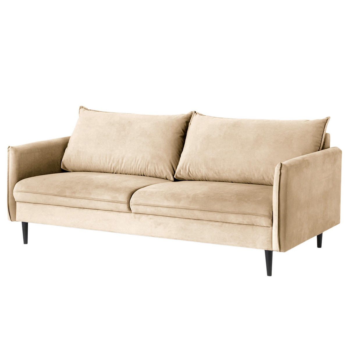 3-SITZER-SOFA JULI in Samt Beige  - Beige/Schwarz, Design, Holz/Textil (203/86/100cm) - P & B
