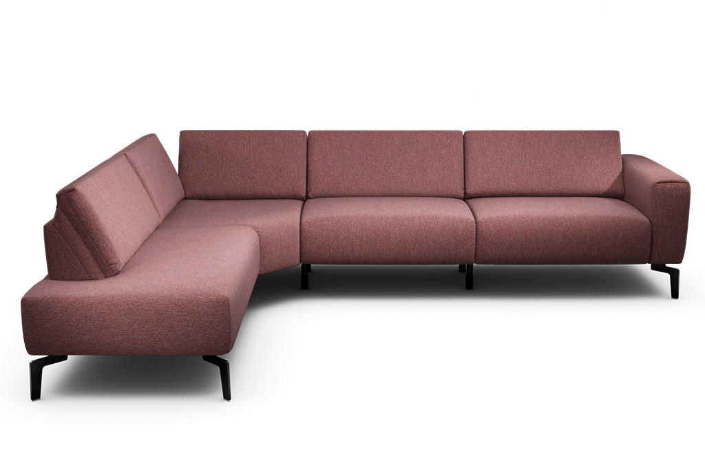 ECKSOFA Cosy Rot Chenille  - Rot/Schwarz, Design, Textil/Metall (213/296cm) - SENSOO