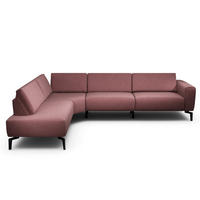 ECKSOFA Cosy Rot Chenille  - Rot/Schwarz, Design, Textil/Metall (213/296cm) - SENSOO