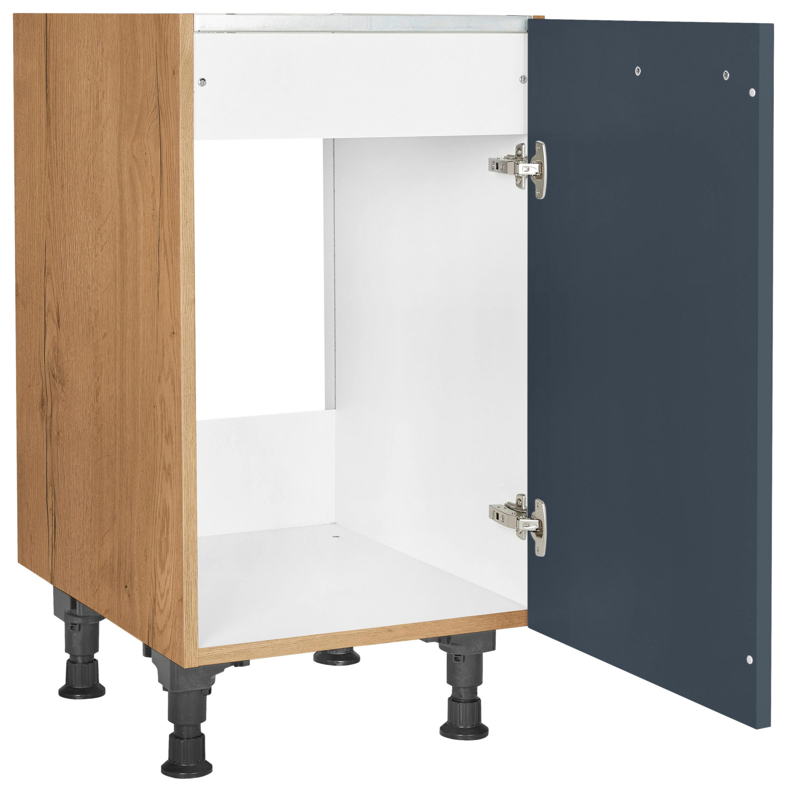 SPÜLENUNTERSCHRANK 45,0/87,0/56,0 cm  in Blau, Eichefarben  - Blau/Eichefarben, MODERN, Holzwerkstoff/Metall (45,0/87,0/56,0cm) - Nobilia