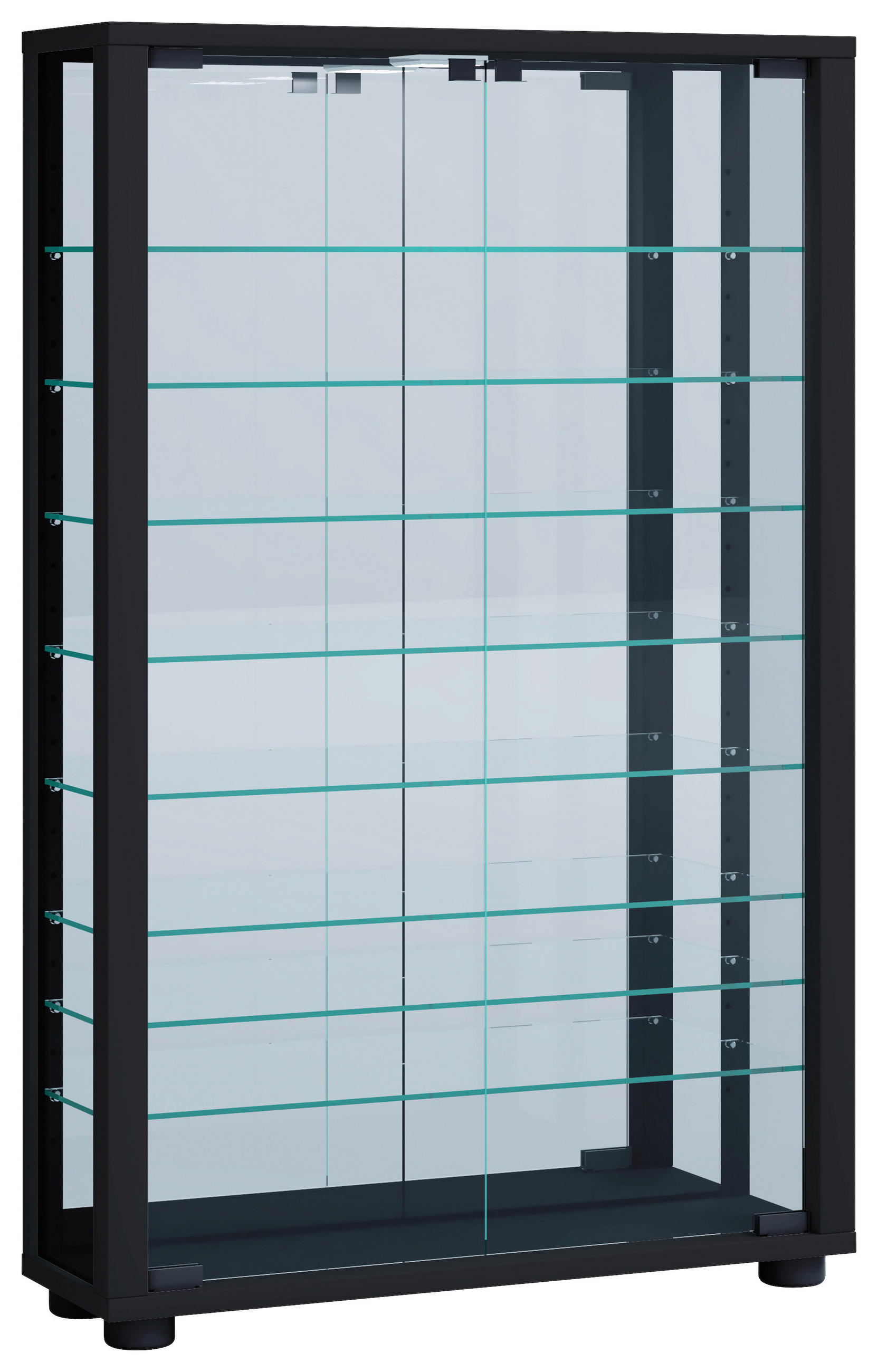 VITRINSKÅP  i svart  - svart, Modern, trämaterial/glas (59/91,3/18cm) - MID.YOU