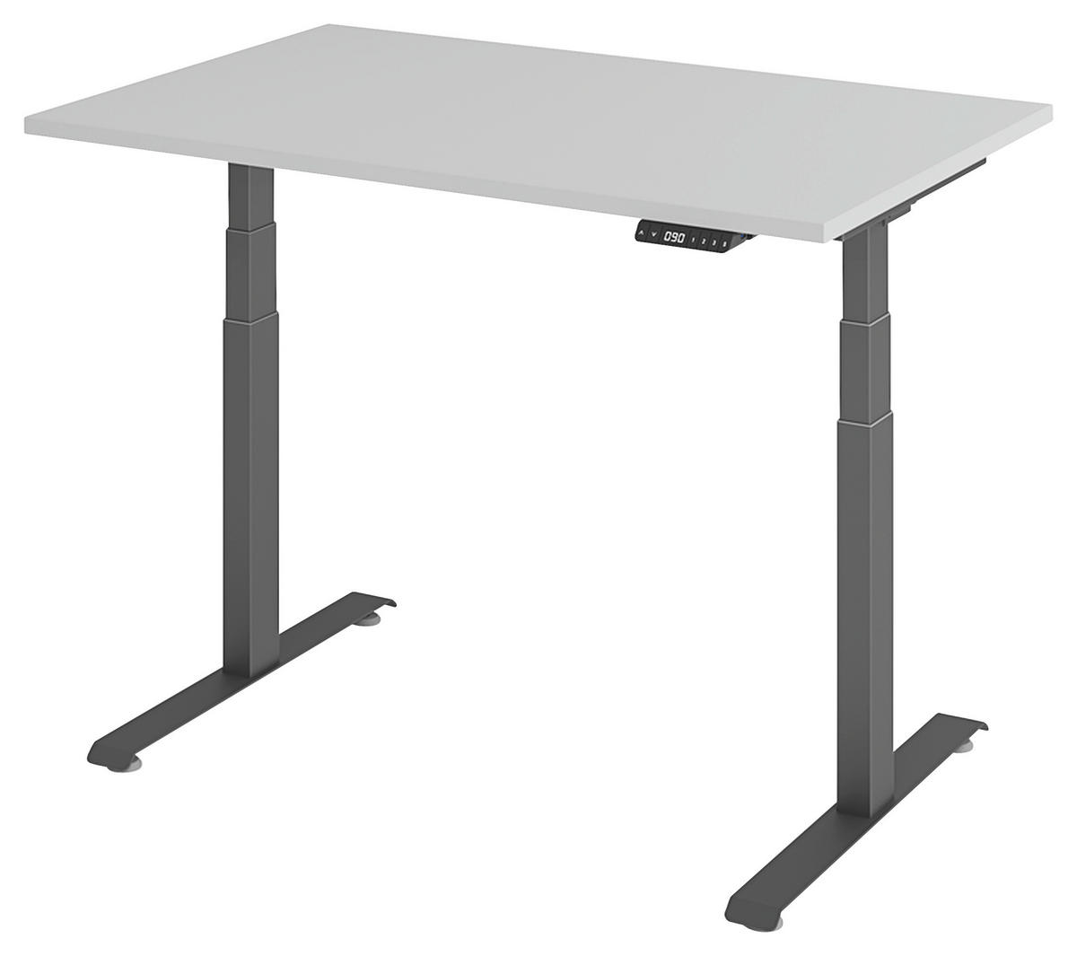 SCHREIBTISCH höhenverstellbar  - Graphitfarben/Grau, KONVENTIONELL, Holzwerkstoff/Metall (120/80/64,5-129,5cm) - Venda