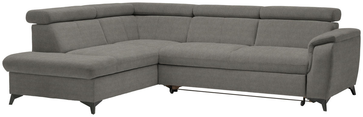 ECKSOFA in Webstoff Grau  - Schwarz/Grau, Design, Textil/Metall (203/260cm) - Stylife