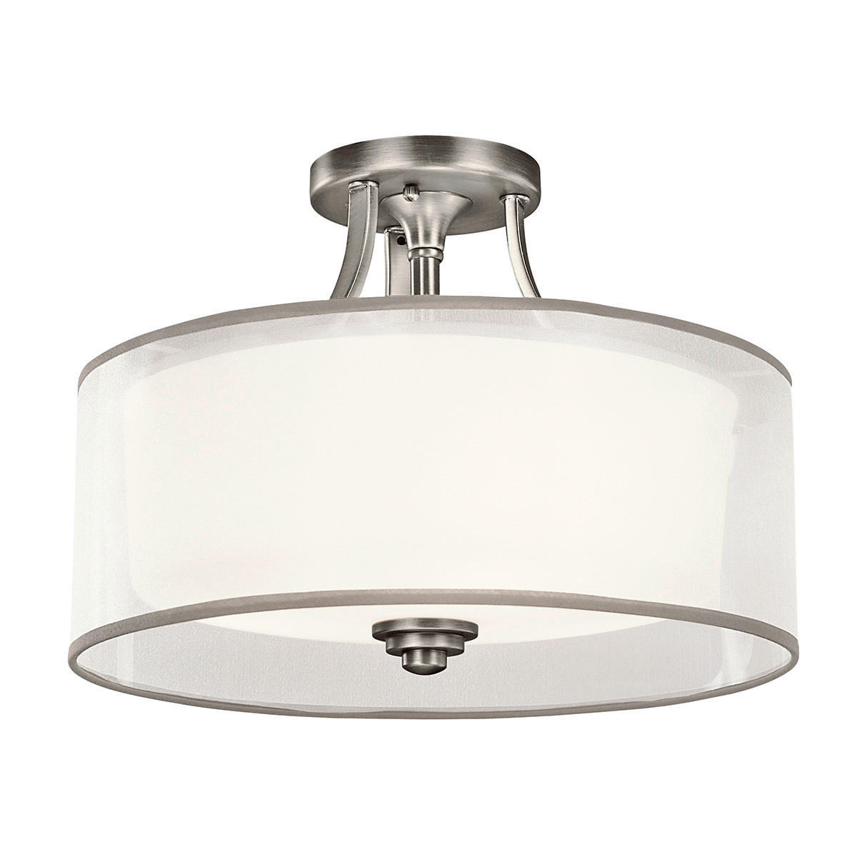 DECKENLEUCHTE Lacey 38.1/27.8 cm   - Silberfarben, LIFESTYLE, Glas/Textil (38.1/27.8cm) - Elstead Lighting