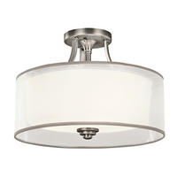 DECKENLEUCHTE Lacey 38.1/27.8 cm   - Silberfarben, LIFESTYLE, Glas/Textil (38.1/27.8cm) - Elstead Lighting