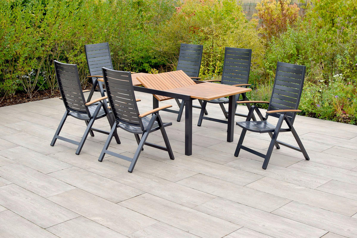 GARTENTISCHGRUPPE AkazieHartholz Aluminium  - Graphitfarben/Naturfarben, KONVENTIONELL, Holz/Kunststoff - Gardenson