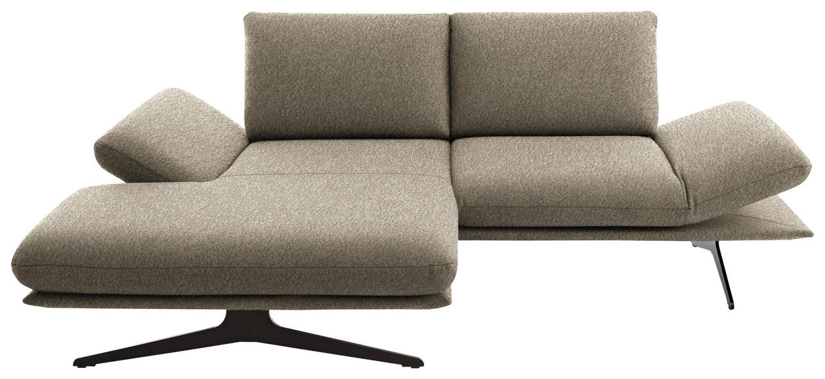 ECKSOFA  in Flachgewebe Hellbraun  155/234 cm  - Hellbraun/Schwarz, Design, Textil/Metall (155/234cm) - Dieter Knoll