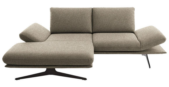 ECKSOFA  in Flachgewebe Hellbraun  155/234 cm  - Hellbraun/Schwarz, Design, Textil/Metall (155/234cm) - Dieter Knoll