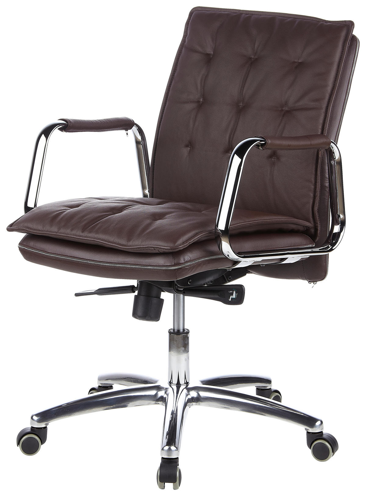 DREHSTUHL  in Braun  - Silberfarben/Braun, Basics, Leder/Kunststoff (60/109/48cm) - MID.YOU