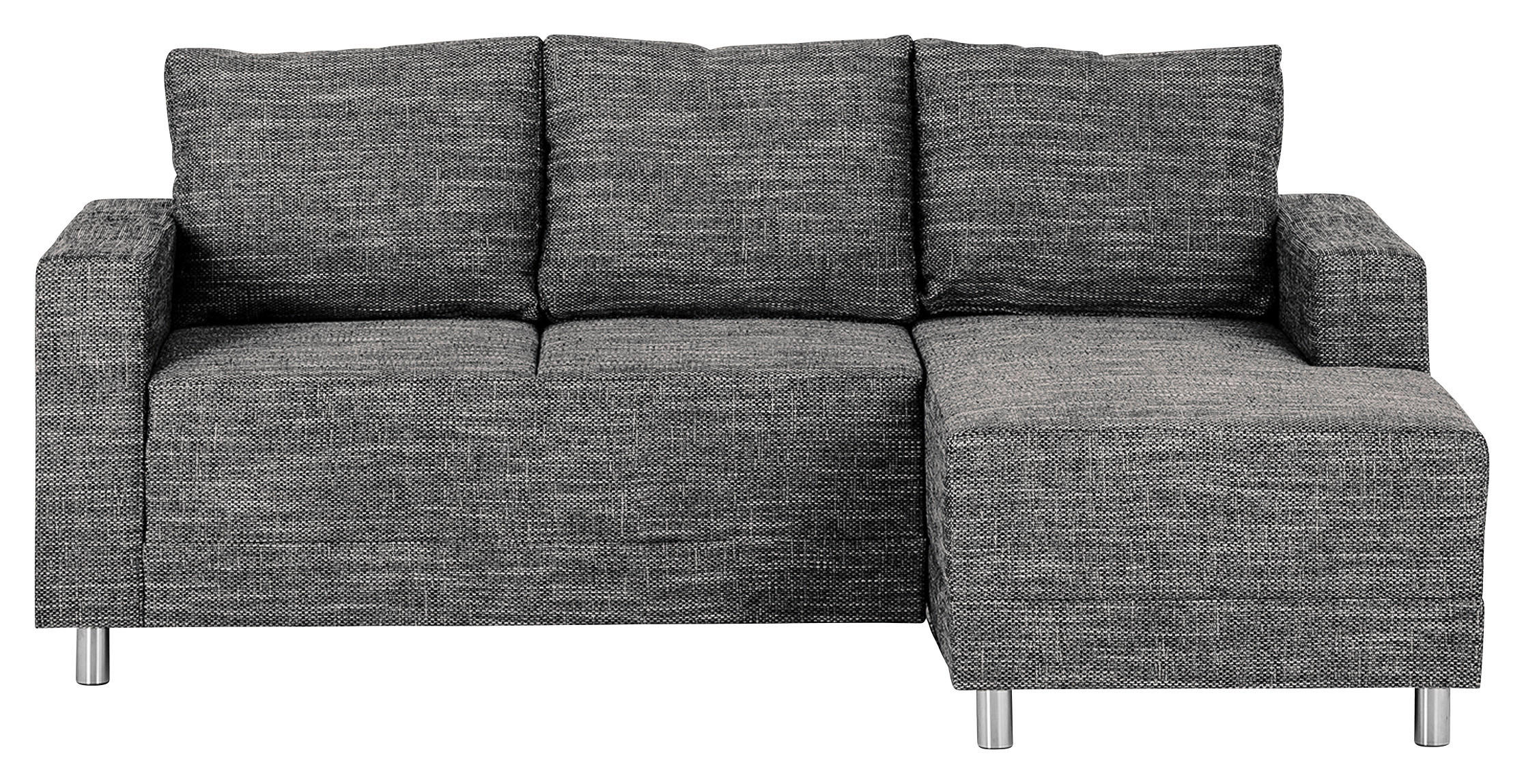 ECKSOFA Schwarz Struktur  - Chromfarben/Schwarz, Design, Textil/Metall (200/144cm) - MID.YOU