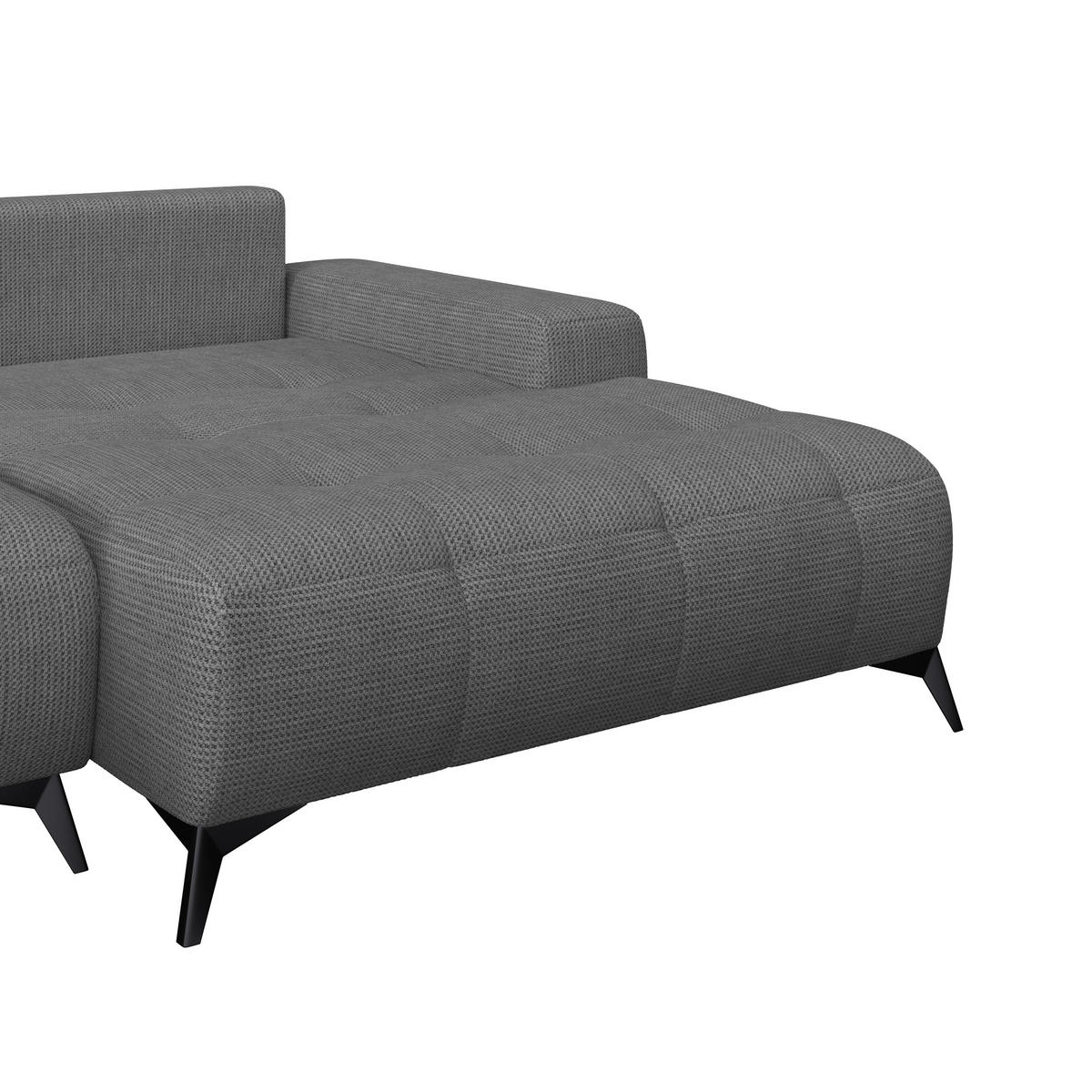 ECKSOFA MAURO Anthrazit Flachgewebe  - Anthrazit/Schwarz, Trend, Textil/Metall (290/175cm) - MID.YOU