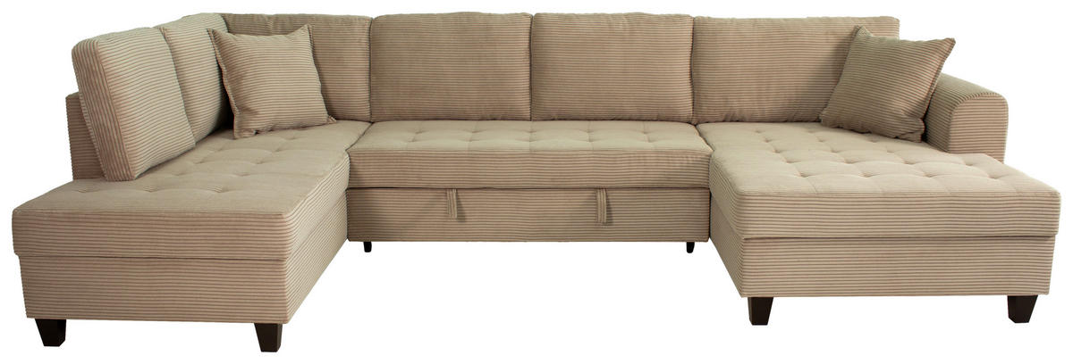 WOHNLANDSCHAFT MORITZ Graubraun Cord  - Graubraun, Trend, Textil (178/324/155cm) - P & B