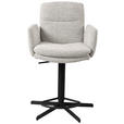 BARHOCKER Webstoff Beige Eisen Sitzfläche 360° drehbar, inklusive Armlehnen  - Beige/Schwarz, Design, Textil/Metall (55/92-117/54cm) - Novel