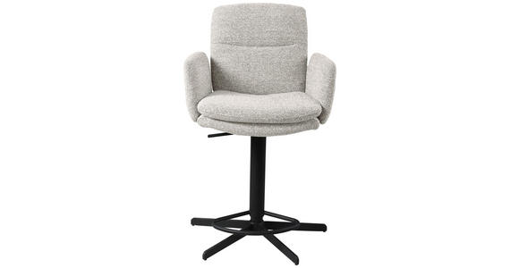 BARHOCKER Webstoff Beige Eisen Sitzfläche 360° drehbar, inklusive Armlehnen - Beige/Schwarz, Design, Textil/Metall (55/92-117/54cm) - Novel