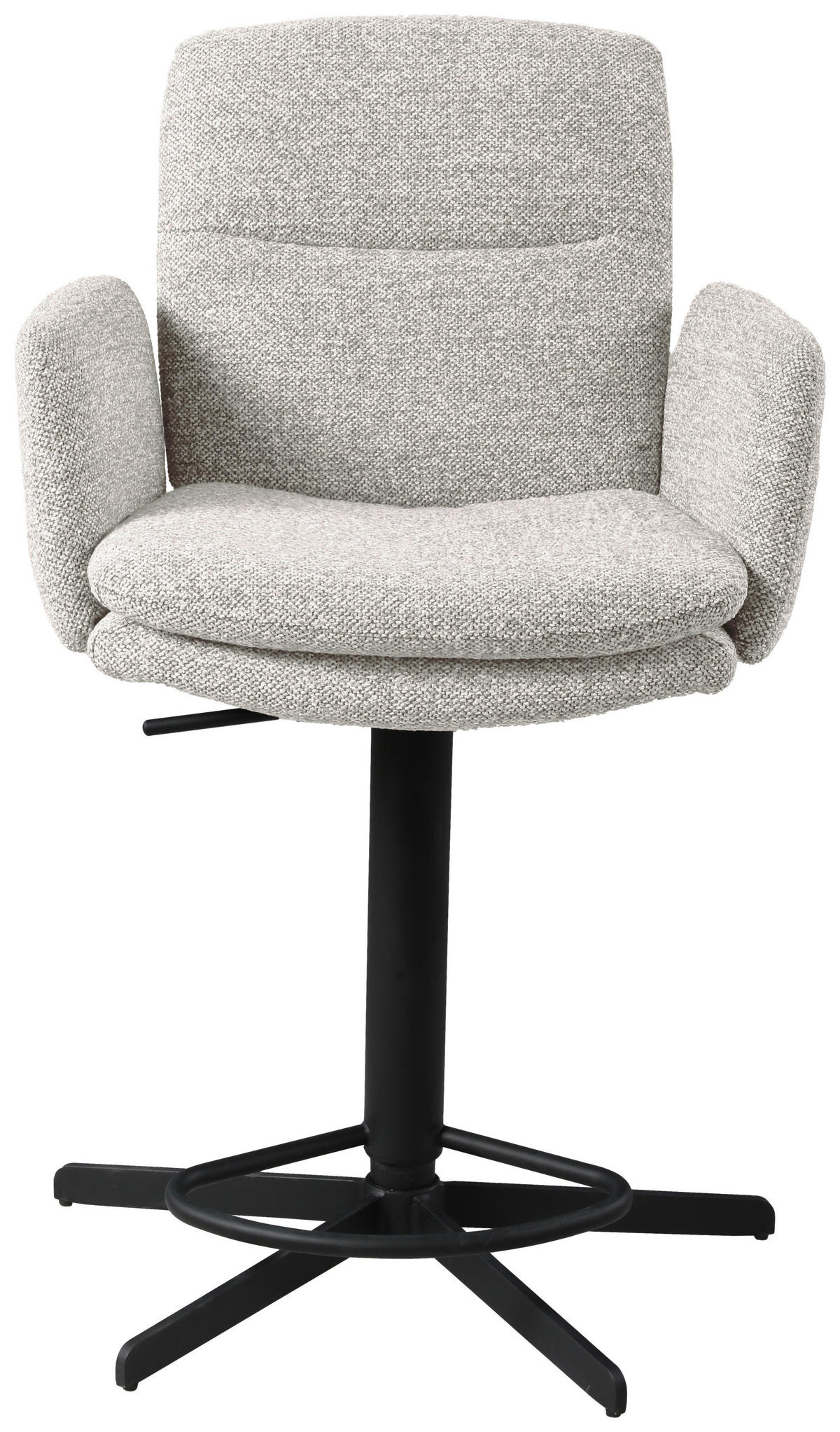 BARHOCKER Webstoff Beige Eisen Sitzfläche 360° drehbar, inklusive Armlehnen  - Beige/Schwarz, Design, Textil/Metall (55/92-117/54cm) - Novel