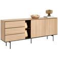 SIDEBOARD  in 197/83/41 cm  - Eichefarben/Schwarz, Basics, Glas/Holzwerkstoff (197/83/41cm) - Hom`in