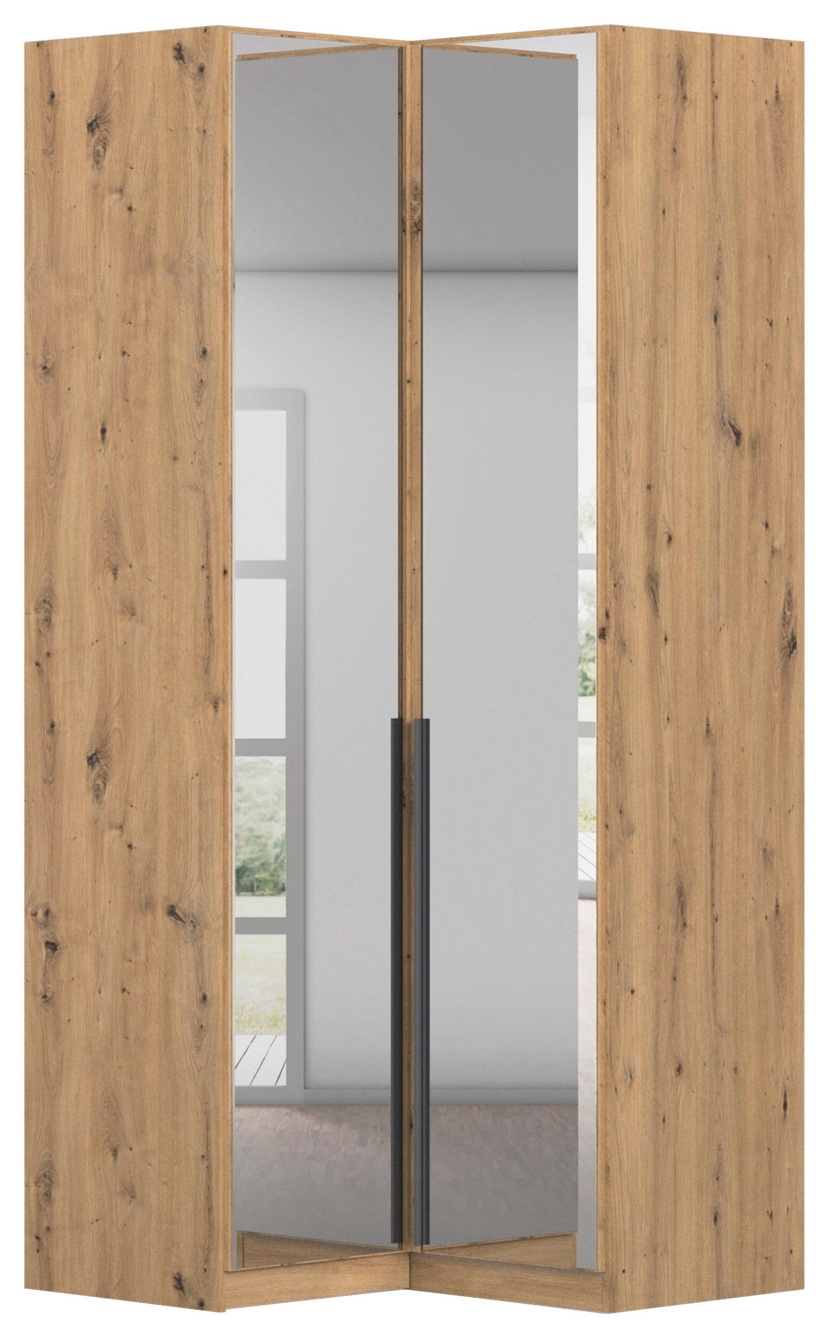 HÖRNGARDEROB 100/229/102 cm  - grå/ek Artisan, Modern, trämaterial/glas (100/229/102cm) - Rauch Möbel