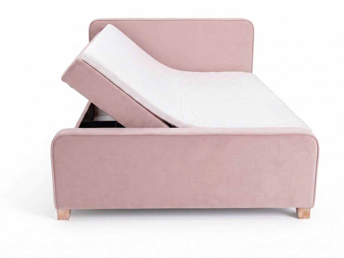 BOXBETT 160/200 cm  in Rosa  - Kernbuche/Rosa, MODERN, Holz/Textil (160/200cm) - MID.YOU