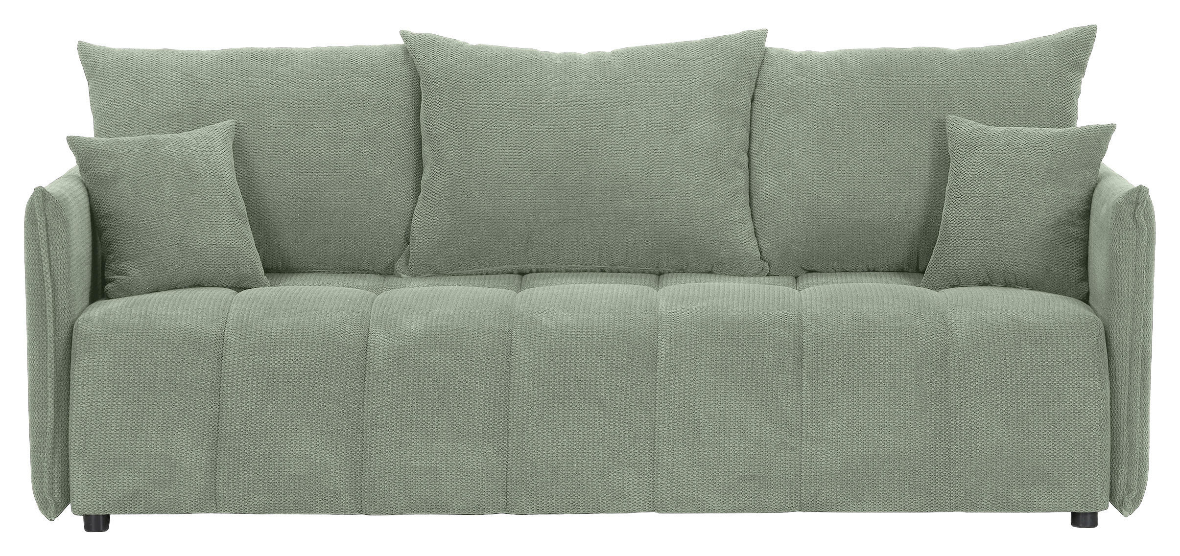 SCHLAFSOFA Plüsch Salbeigrün  inkl. Zierkissen, Rückenkissen, Bettkasten, Schlaffunktion, Rücken echt, Liegefläche im Originalstoff  - Salbeigrün/Schwarz, KONVENTIONELL, Kunststoff/Textil (200/73/105cm) - Carryhome