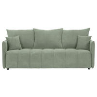 SCHLAFSOFA Plüsch Salbeigrün  inkl. Zierkissen, Rückenkissen, Bettkasten, Schlaffunktion, Rücken echt, Liegefläche im Originalstoff  - Salbeigrün/Schwarz, KONVENTIONELL, Kunststoff/Textil (200/73/105cm) - Carryhome