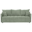 SCHLAFSOFA Plüsch Salbeigrün  inkl. Zierkissen, Rückenkissen, Bettkasten, Schlaffunktion, Rücken echt, Liegefläche im Originalstoff  - Salbeigrün/Schwarz, KONVENTIONELL, Kunststoff/Textil (200/73/105cm) - Carryhome
