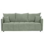 SCHLAFSOFA Plüsch Salbeigrün  inkl. Zierkissen, Rückenkissen, Bettkasten, Schlaffunktion, Rücken echt, Liegefläche im Originalstoff  - Salbeigrün/Schwarz, KONVENTIONELL, Kunststoff/Textil (200/73/105cm) - Carryhome