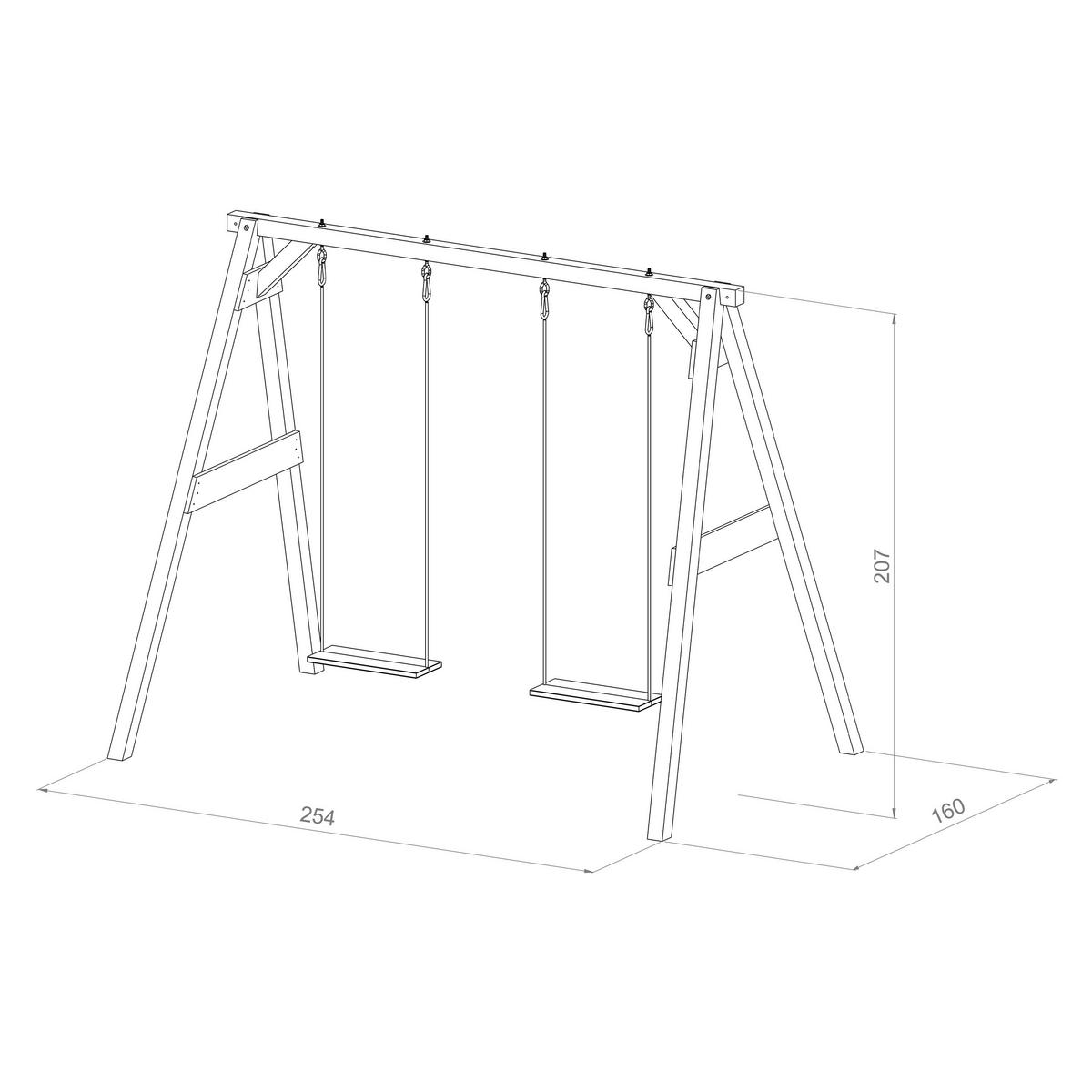 GUNGA - vit/grå, Klassisk, trä (254/207/160cm)