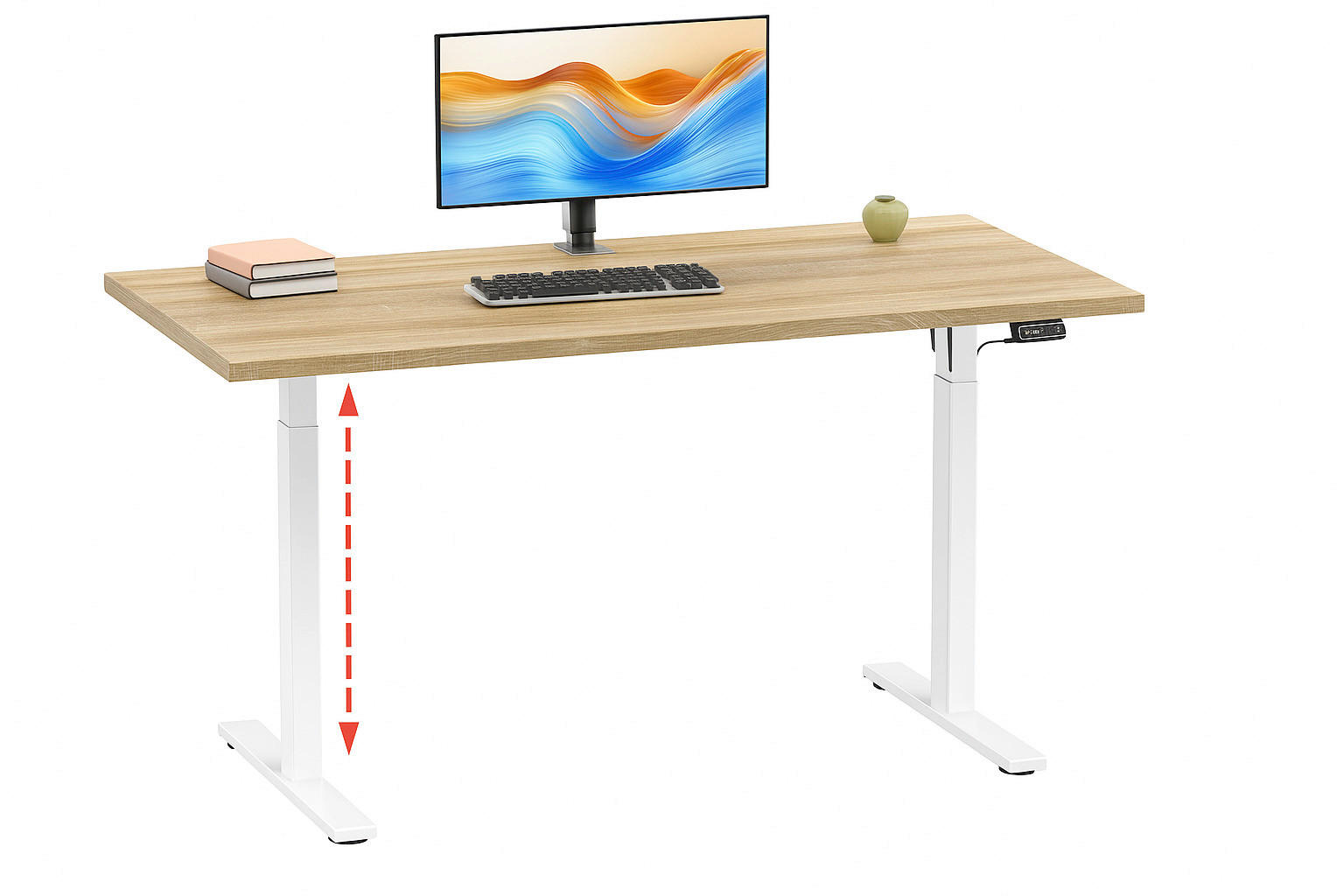 SCHREIBTISCH  in Weiss, Sonoma Eiche  - Weiss/Silberfarben, Design, Holzwerkstoff/Metall (110/71/80cm) - MID.YOU