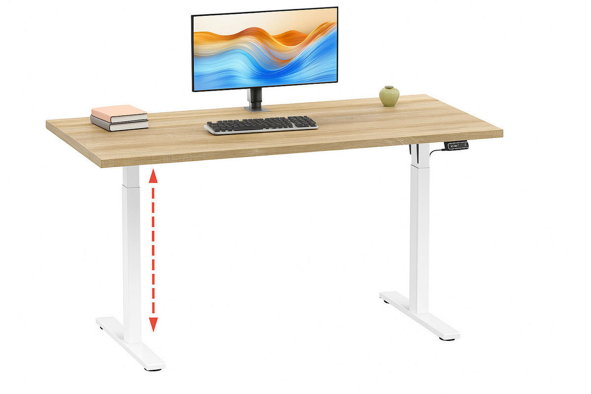 SCHREIBTISCH  in Weiss, Sonoma Eiche  - Weiss/Silberfarben, Design, Holzwerkstoff/Metall (110/71/80cm) - MID.YOU