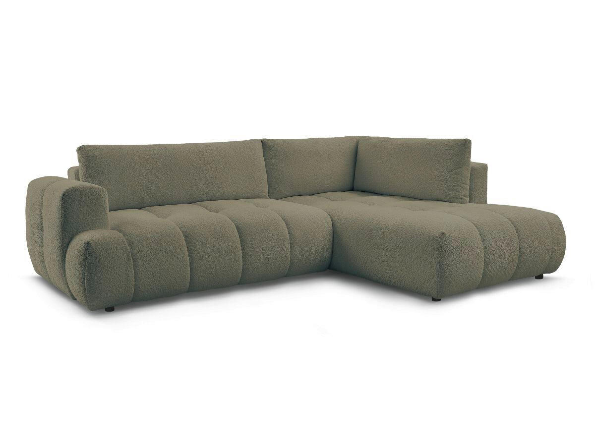 ECKSCHLAFSOFA EVEREST Bouclé Grün  inkl. Rückenkissen, Schlaffunktion  - Schwarz/Grün, MODERN, Kunststoff/Textil (282/204cm)