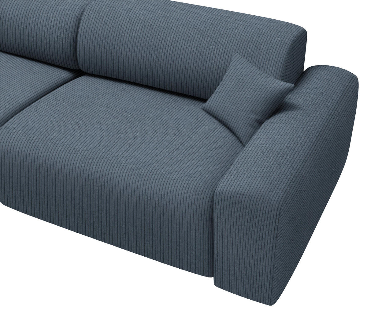 ECKSOFA in Velours, Feincord Blaugrau  178/292 cm  - Blaugrau/Schwarz, Design, Kunststoff/Textil (178/292cm) - home24
