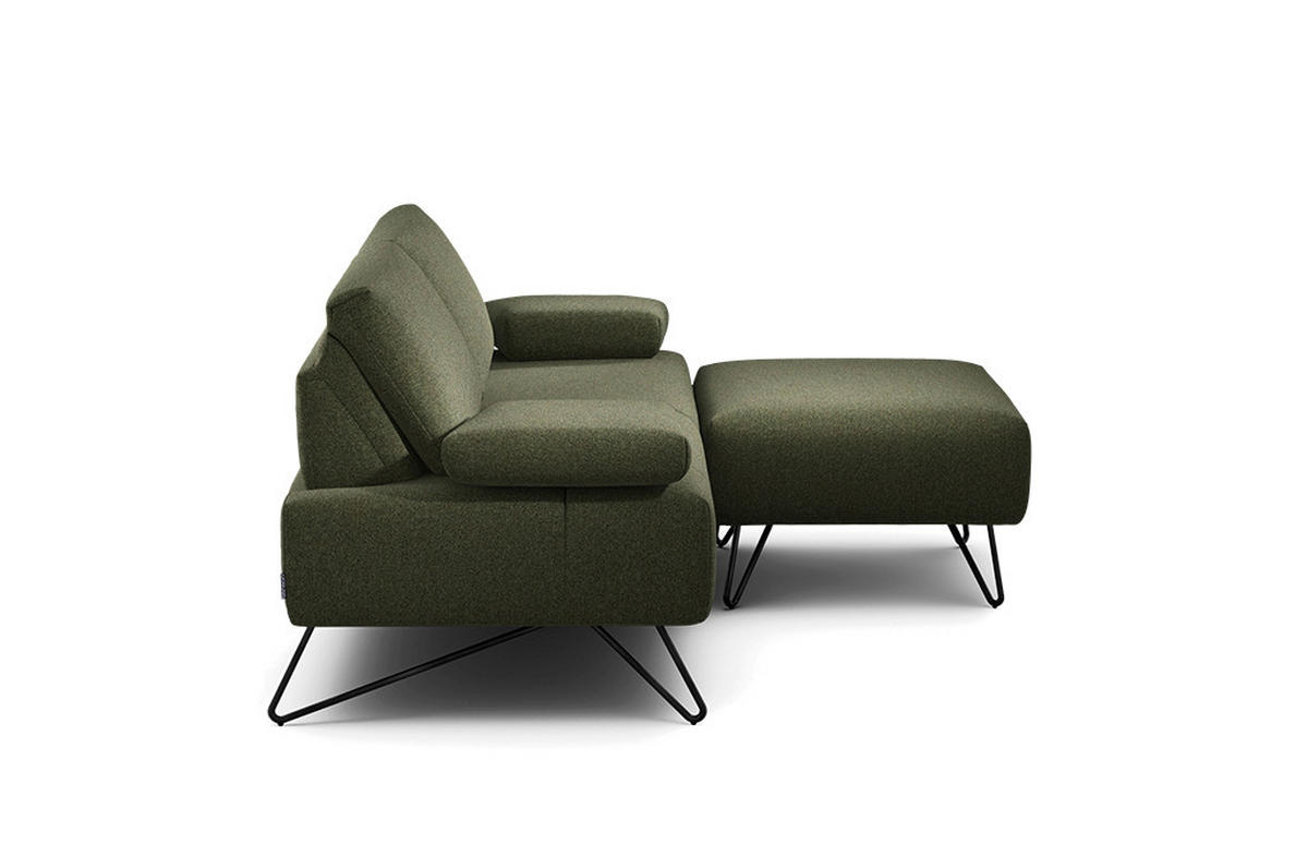 2-SITZER-SOFA in Chenille Waldgrün  - Waldgrün/Schwarz, Design, Textil/Metall (164-194/85/86-94cm) - SENSOO