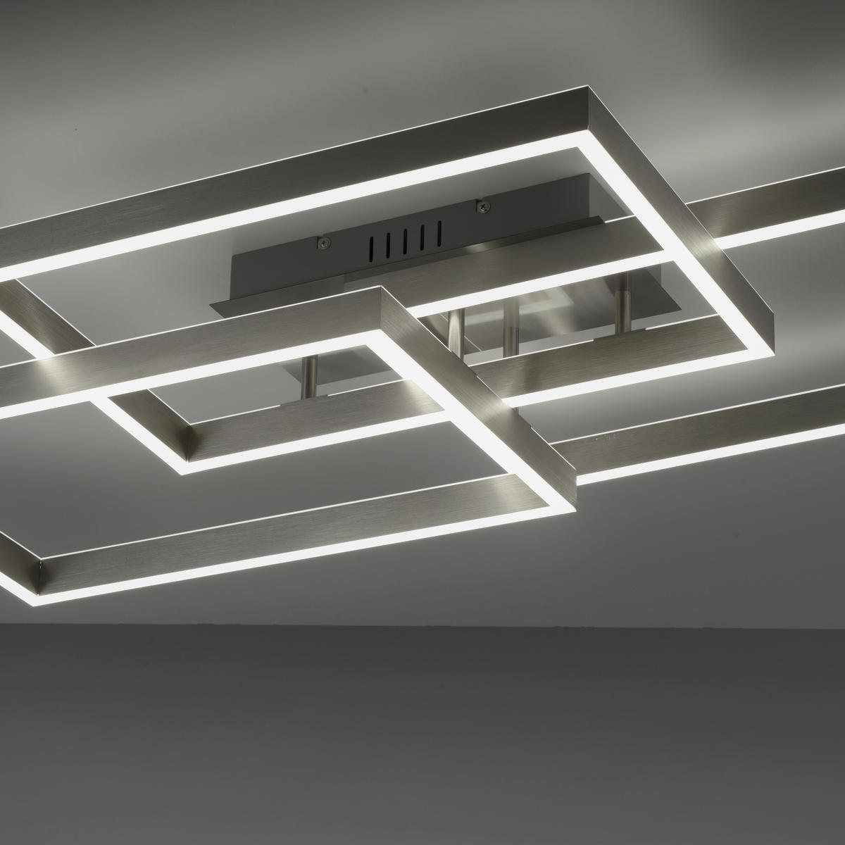 LED MENNYEZETI LÁMPA - nemesacélszínű, Design, műanyag/fém (82/50/14cm)