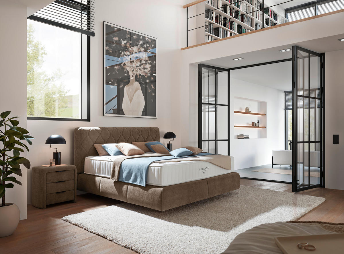BOXSPRINGBETT 180/200 cm  in Braun  - Schwarz/Braun, Design, Kunststoff/Textil (180/200cm) - Johann Jakob