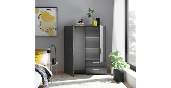 HIGHBOARD , 120/140/38 cm, 2 Schublade(n)  - Alufarben/Graphitfarben, KONVENTIONELL, Holzwerkstoff/Kunststoff (120/140/38cm) - Carryhome