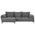 ECKSOFA Dunkelgrau Cord  - Dunkelgrau/Schwarz, KONVENTIONELL, Textil/Metall (176/311cm) - Carryhome