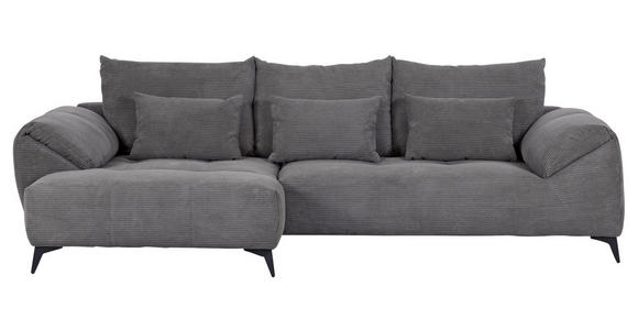 ECKSOFA Dunkelgrau Cord  - Dunkelgrau/Schwarz, KONVENTIONELL, Textil/Metall (176/311cm) - Carryhome