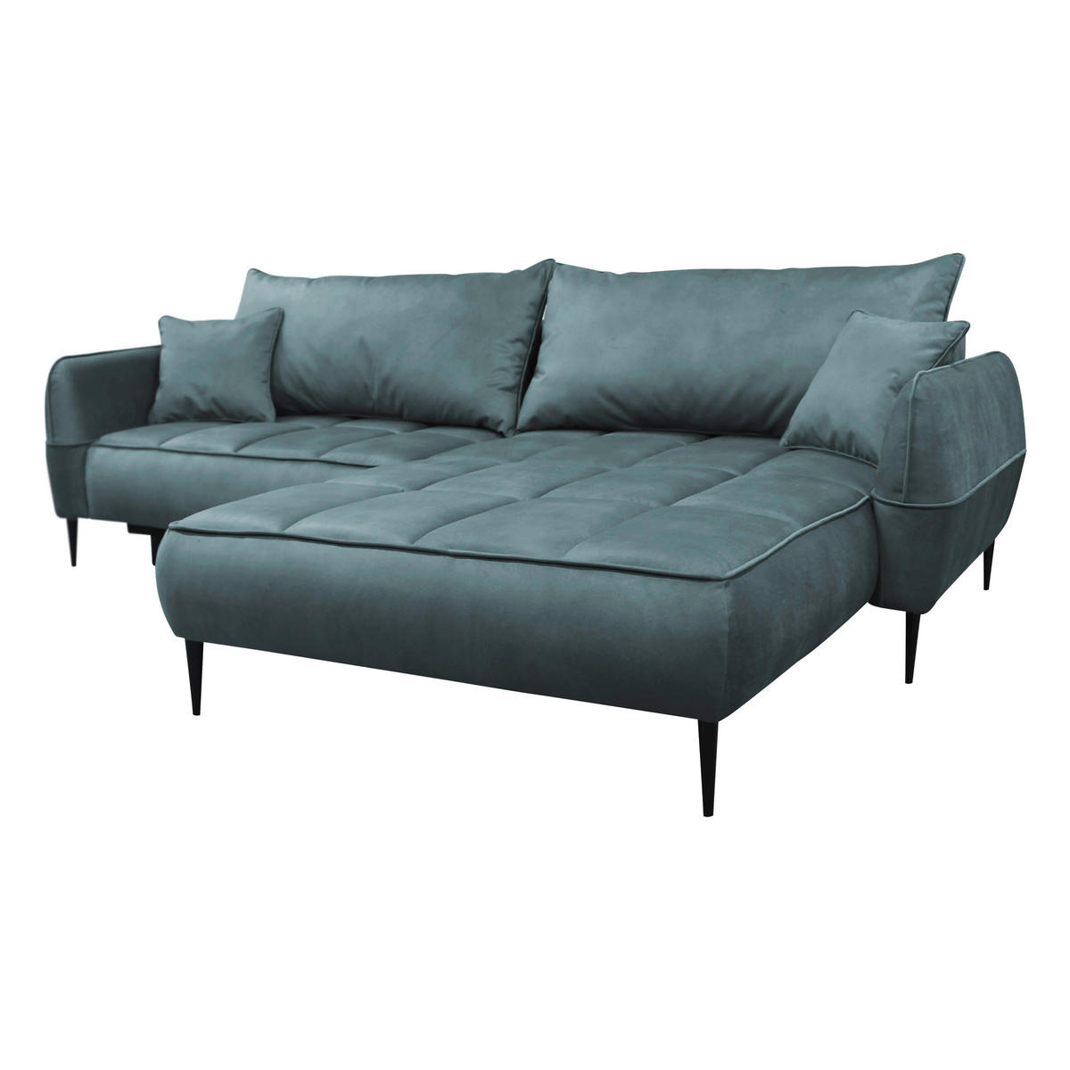 ECKSOFA Blau Velours  - Blau/Schwarz, Design, Textil/Metall (260/189cm) - MID.YOU
