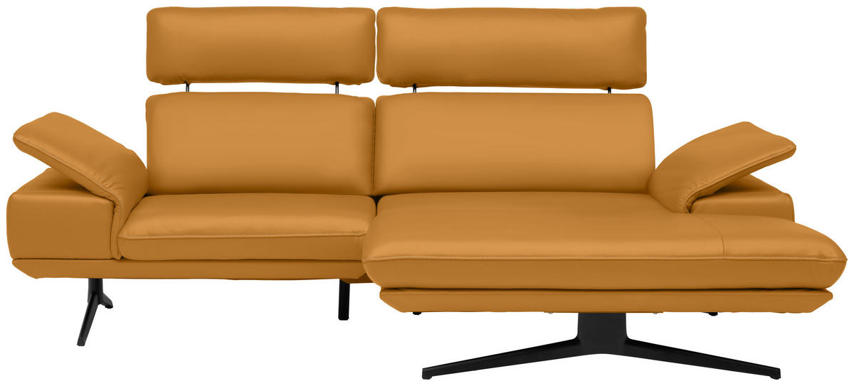 ECKSOFA Echtleder Goldfarben  - Beige/Goldfarben, Design, Leder/Metall (239/150cm) - Koinor